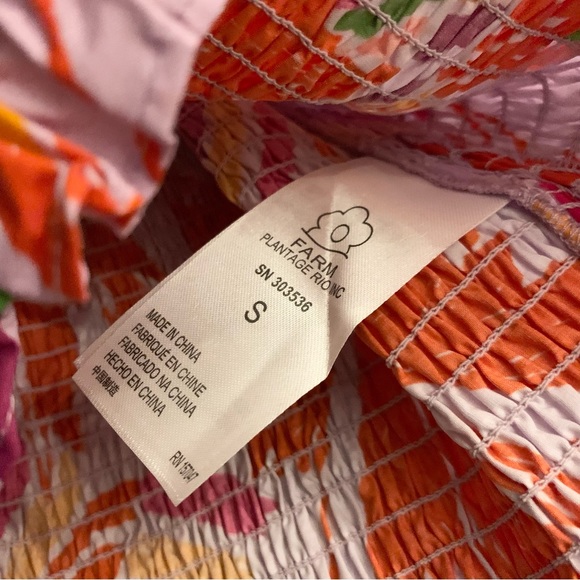 FARM Rio Mixed Print Smocked Cotton Crop Top S NWT - Picture 9 of 13